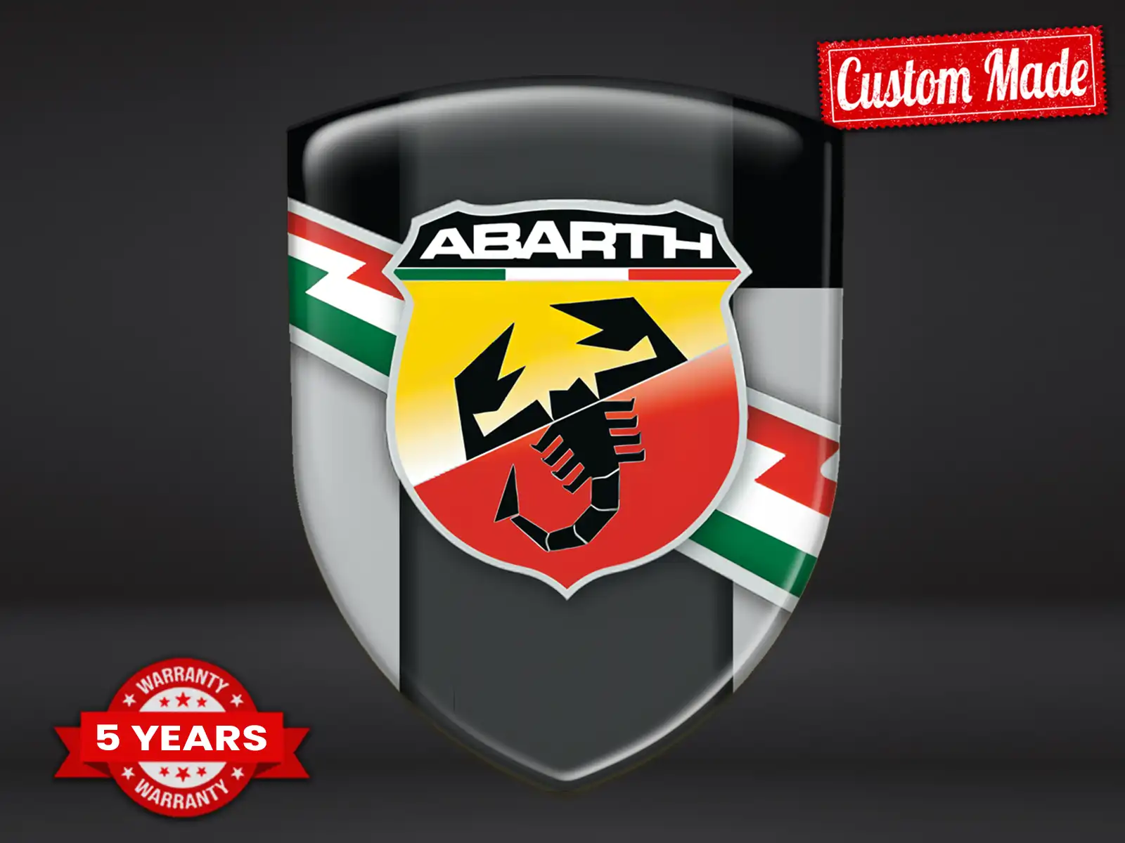 Fiat Abarth Decals on Resins Custom Quality Sleek Domed Style